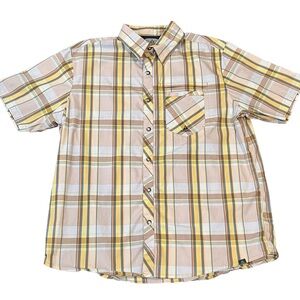 ASCEND short sleeve button down shirt XL beige yellow